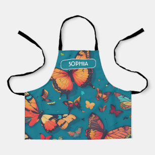 Vlinder Retro Kleurrijk Gepersonaliseerd Patroon Schort