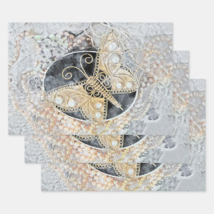 vlinder Romantische gouden zwarte kunst Inpakpapier Vel