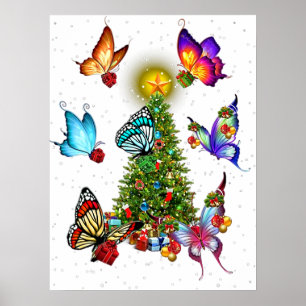 vlinder rond kerstmis - vlinder xmas poster