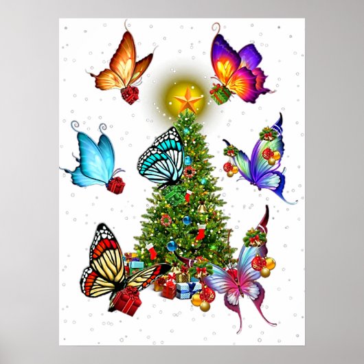 vlinder rond kerstmis - vlinder xmas poster (Voorkant)