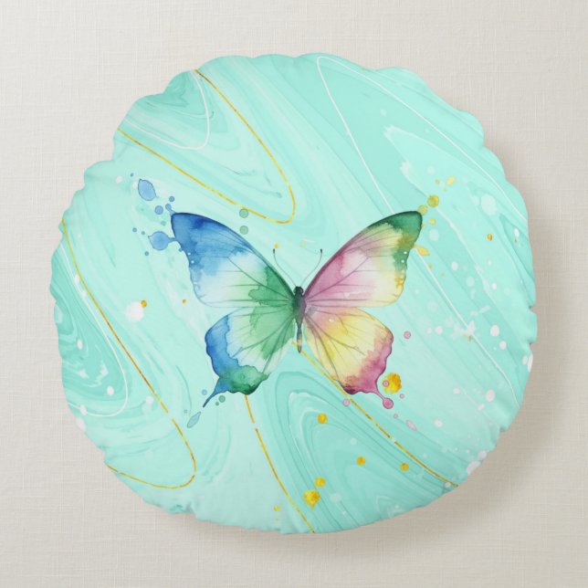 Vlinder Rond Kussen (Voorkant)