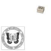 Vlinder | Ronde familienaam Retouradres Rubberstempel (Gestempeld)