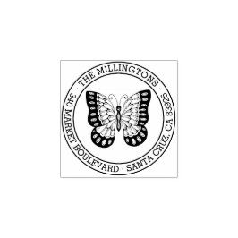 Vlinder | Ronde familienaam Retouradres Rubberstempel