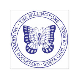 Vlinder | Ronde familienaam Retouradres Zelfinktende Stempel