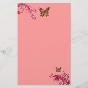 VLINDER, rood roze Briefpapier