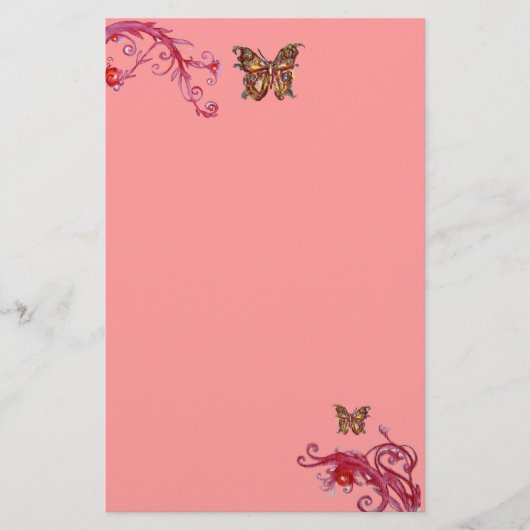 VLINDER, rood roze Briefpapier (Voorkant)