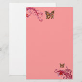 VLINDER, rood roze Briefpapier (Voorkant / Achterkant)
