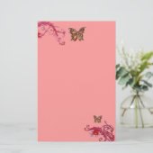 VLINDER, rood roze Briefpapier (Staand voorkant)