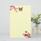 VLINDER, rood roze crème Briefpapier (Staand voorkant)