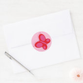 Vlinder [rood + roze] ronde sticker (Envelop)
