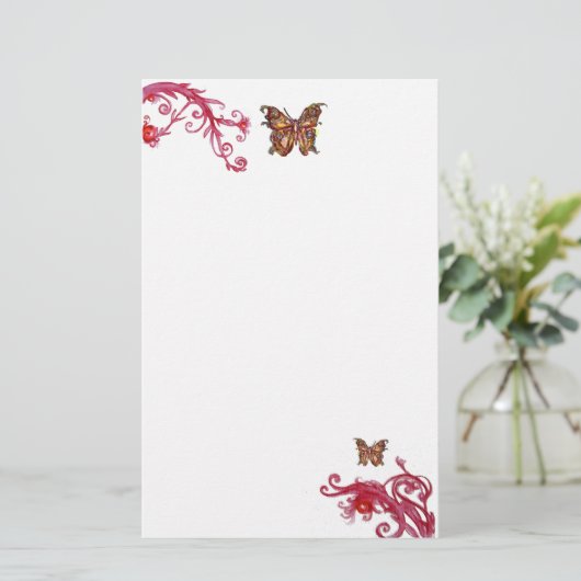 VLINDER, rood wit Briefpapier (Staand voorkant)
