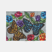 Vlinder roos bloeit originele natuur tekening fleece deken (Voorkant (Horizontaal))