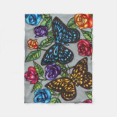 Vlinder roos bloeit originele natuur tekening fleece deken (Voorkant)