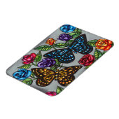 Vlinder roos bloeit originele natuur tekening magneet (Linkerzijde)