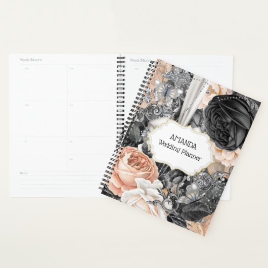 Vlinder roos DIY naam floral waterverf Planner (Display)