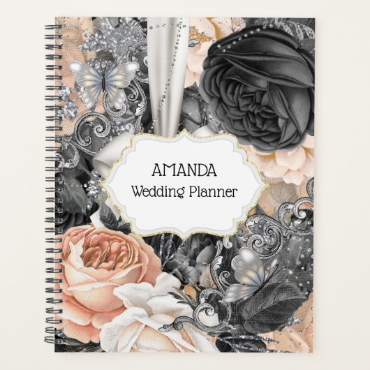 Vlinder roos DIY naam floral waterverf Planner (Voorkant)