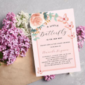 Vlinder roos gouden bloemboog Baby shower Kaart