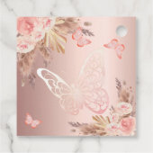 Vlinder roos gouden bloemen meisje baby shower bedankjes labels (Achterkant)