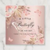 Vlinder roos gouden bloemen meisje baby shower bedankjes labels (Voorkant)