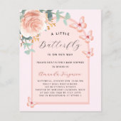 Vlinder roos gouden bloemenboog budget Baby shower (Voorkant)