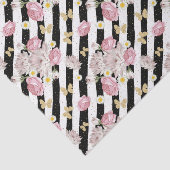 Vlinder Roos Margriet Bloem Zwart Wit Streep Tissuepapier (Detail)