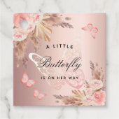 Vlinder roosgoud bloemen meisje baby shower bedankjes labels (Voorkant)