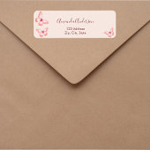 Vlinder roosgoud perzik retouradreslabel etiket