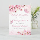 Vlinder roze baby shower kaart (Staand voorkant)