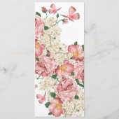 Vlinder Roze Bloementuin Bruiloft Menu (Achterkant)