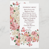Vlinder Roze Bloementuin Bruiloft Menu (Voorkant / Achterkant)