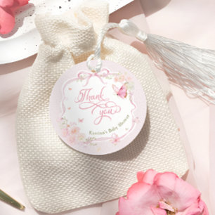 Vlinder Roze Bloemige Baby Shower Dank Je Bedankjes Labels