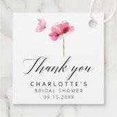 Vlinder Roze Bloemige Bruidsdouche Dank Je Wel Bedankjes Labels (Achterkant)