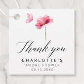 Vlinder Roze Bloemige Bruidsdouche Dank Je Wel Bedankjes Labels (Voorkant)