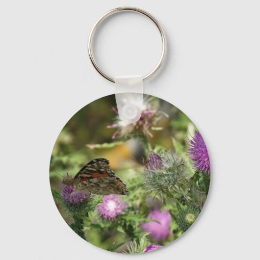 Vlinder roze doorn foto sleutelhanger (Voorkant)