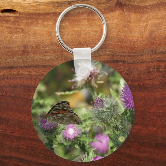 Vlinder roze doorn foto sleutelhanger (Voorkant)