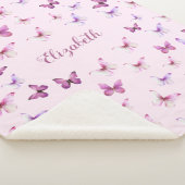  vlinder roze en Paarse meisje Sherpa Deken (3/4)