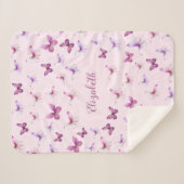  vlinder roze en Paarse meisje Sherpa Deken (Voorkant (horizontaal))