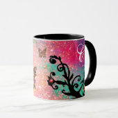 VLINDER ROZE FONKELINGEN, ZWARTE FLORALE MONOGRAM, MOK (Voorkant rechts)