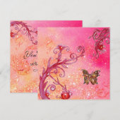 VLINDER,ROZE GLITTER Elegant Huwelijksfeest Kaart (Voorkant / Achterkant)