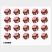 vlinder roze, Happy Moederdag!! Ronde Sticker (Vel)
