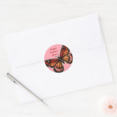 vlinder roze, Happy Moederdag!! Ronde Sticker (Envelop)