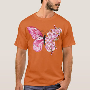 Vlinder Roze Japanse Kersenbloesem Sakura T-shirt