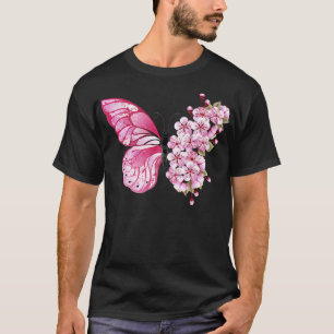 Vlinder Roze Japanse Kersenbloesem Sakura T-shirt