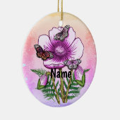 Vlinder Roze Klaproos Keramisch Ornament (Rechts)