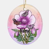Vlinder Roze Klaproos Keramisch Ornament (Links)