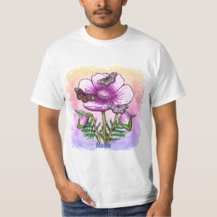 Vlinder Roze Klaproos  T-shirt