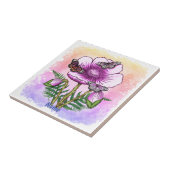 Vlinder Roze Klaproos Tegeltje (Zijkant)