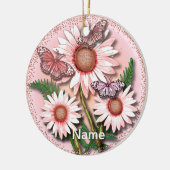 Vlinder Roze Madeliefje Ornament (Links)