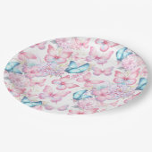 Vlinder Roze Paarse Blauw Zomerfeest Papieren Bordje (Gekanteld)