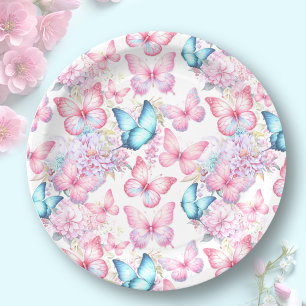 Vlinder Roze Paarse Blauw Zomerfeest Papieren Bordje